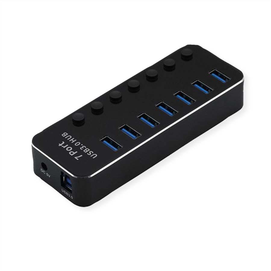 ROLINE USB 3.2 Gen 1 Notebook Hub, 7 Ports, einzeln schaltbar