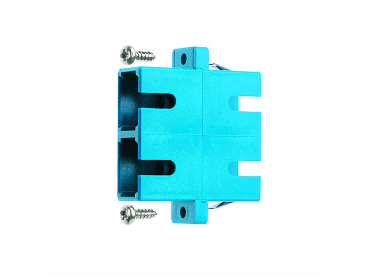 TELEGÄRTNER SC Duplex Kupplung, Multimode, Keramikhülse, Kunststoffgehäuse, türkis