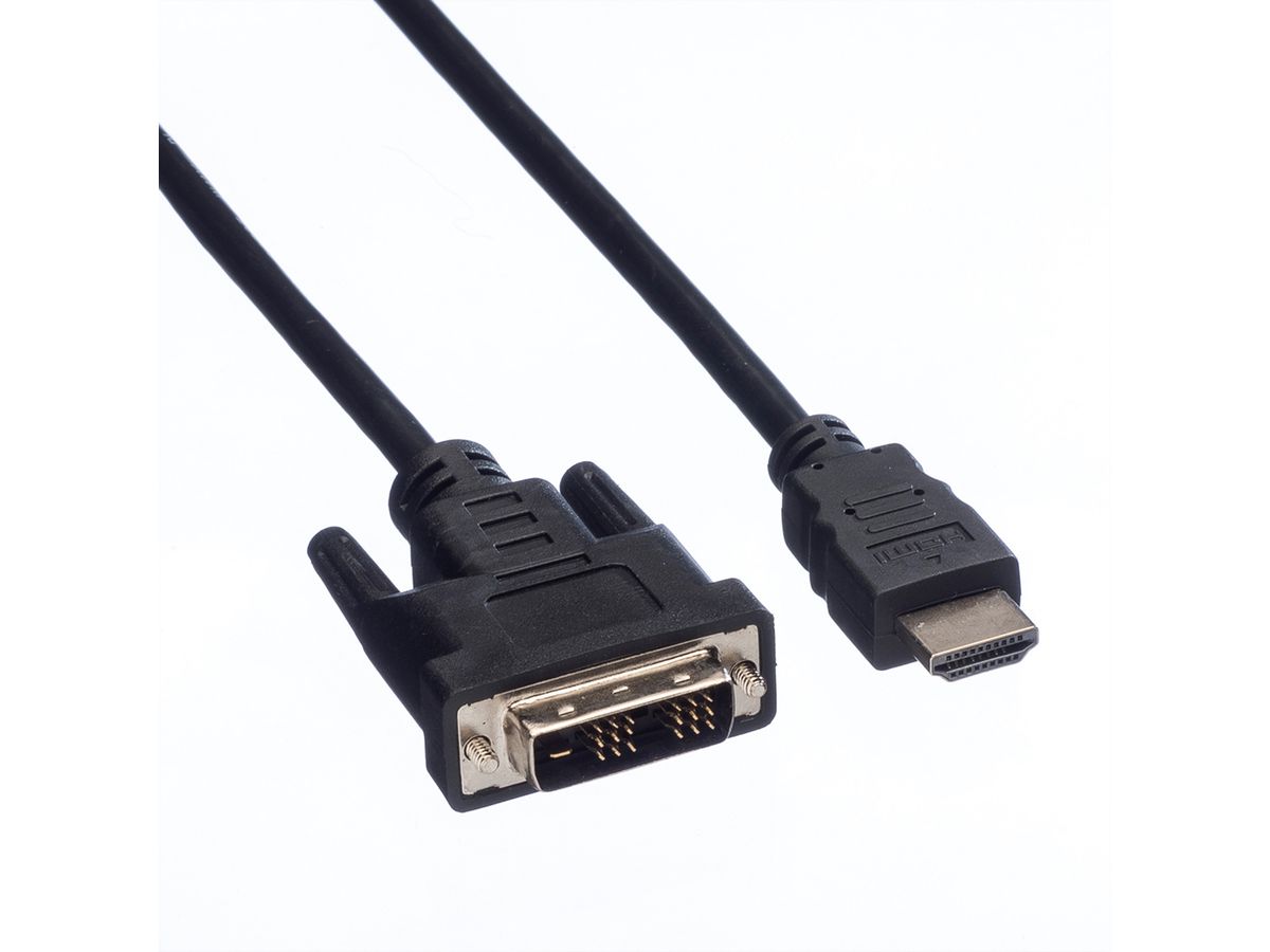 VALUE Kabel DVI (18+1) ST - HDMI ST, schwarz, 1 m