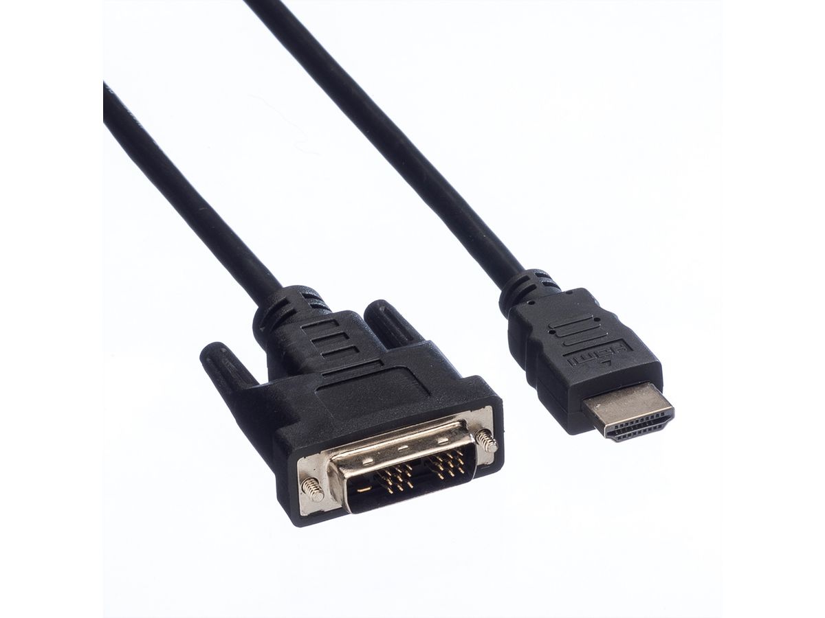 VALUE Kabel DVI (18+1) ST - HDMI ST, schwarz, 3 m