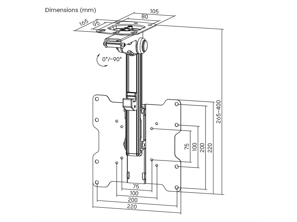 VALUE TV-Deckenhalterung, klappbar, 17-37 Zoll, bis 20 kg