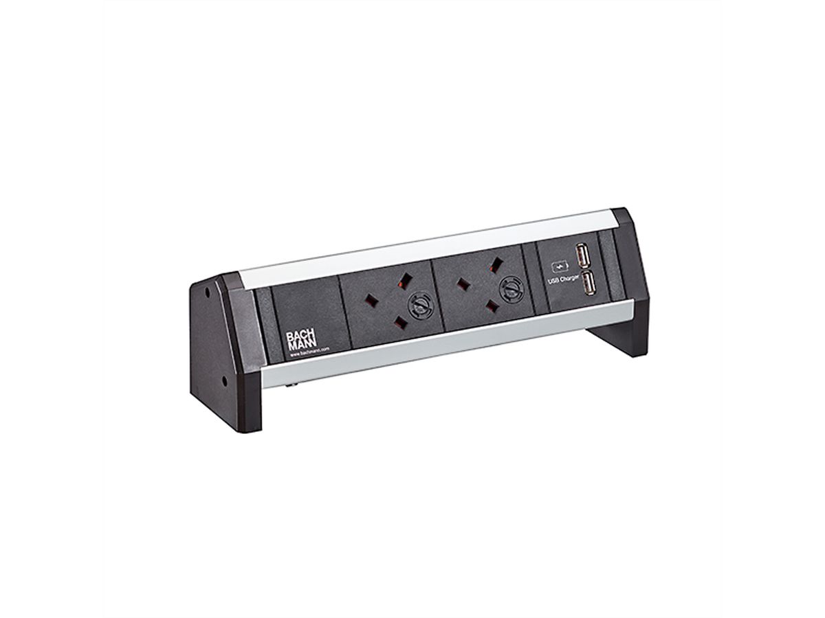 BACHMANN DESK 2xUK 45° USB Charger, Strom GST18, United Kingdom