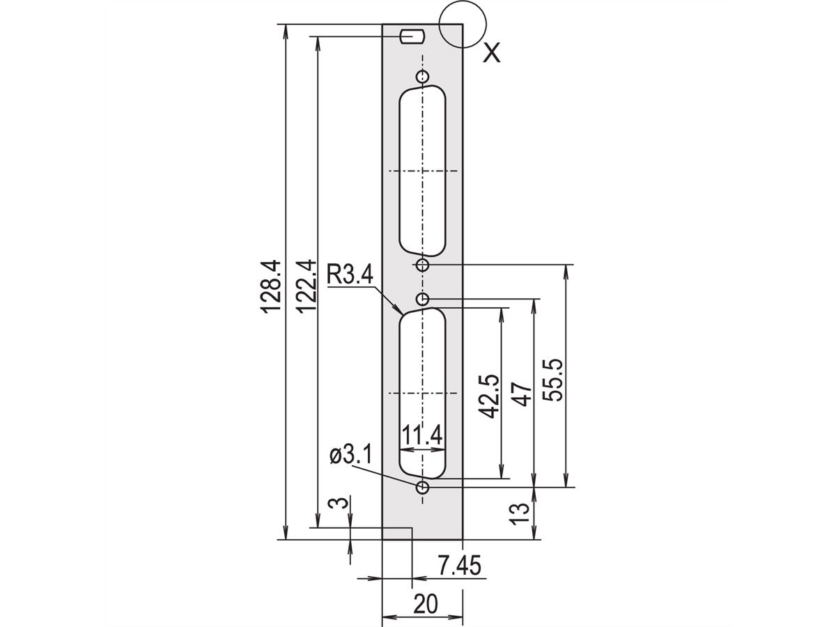 SCHROFF Frontplatten für D-Sub Steckverbinder - FRONTPR. 3HE 4TE 2X25 POLIG
