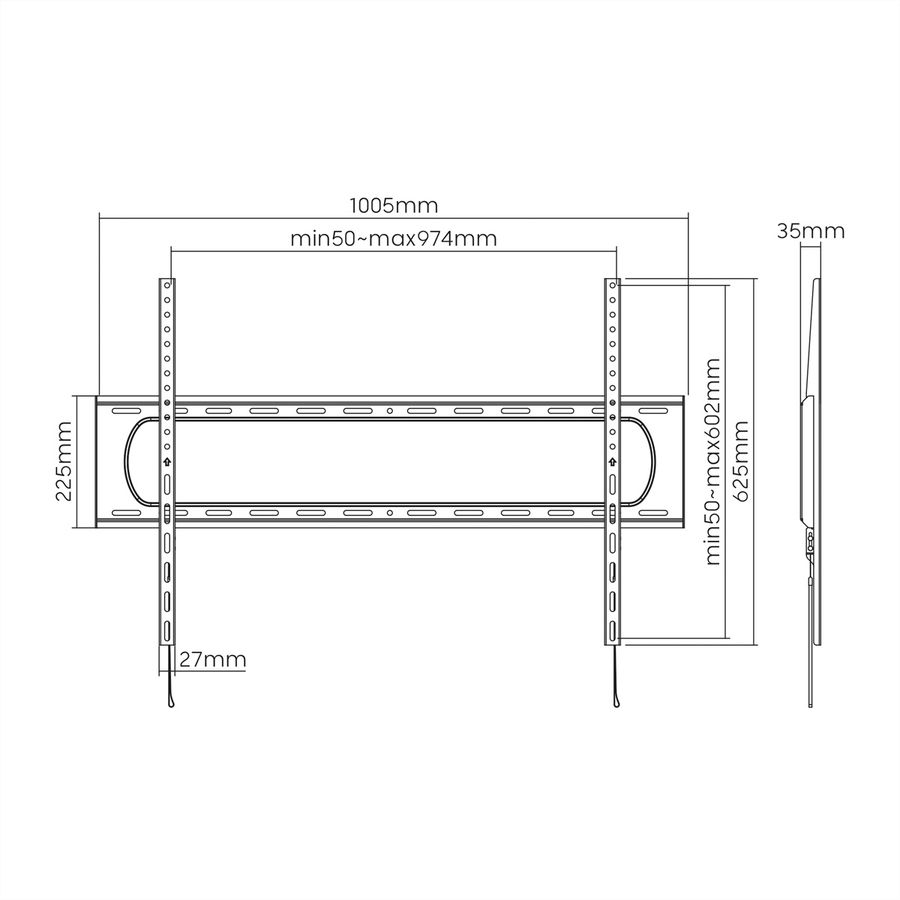 VALUE TV-Wandhalterung, fest, 60-120 Zoll, bis 120 kg