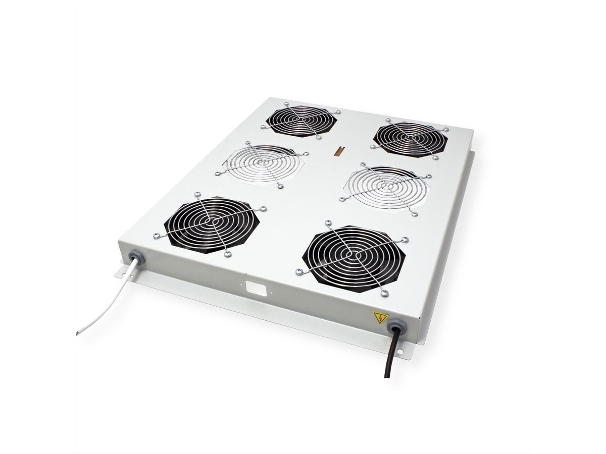 ROLINE 19-Zoll Dachlüftereinheit 4 Lüfter, Thermostat für Serverschrank grau