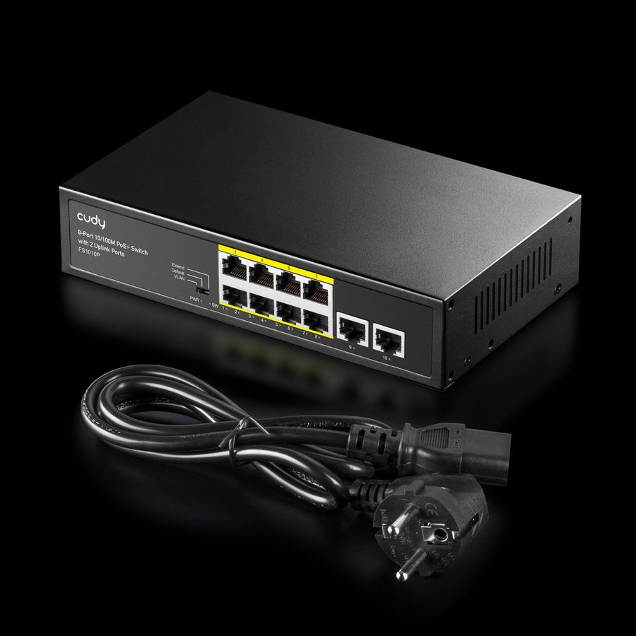 CUDY FS1010P 8-Port 10/100M PoE+ Switch 2 Uplink Ports 120W