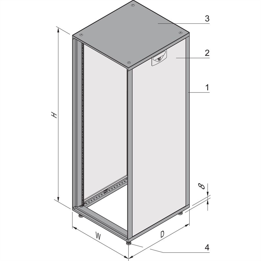 SCHROFF 19"-Schrank, Tür- und Rückwandkombination frei wählbar - NOVASTAR 25HE553B800T 7021-35