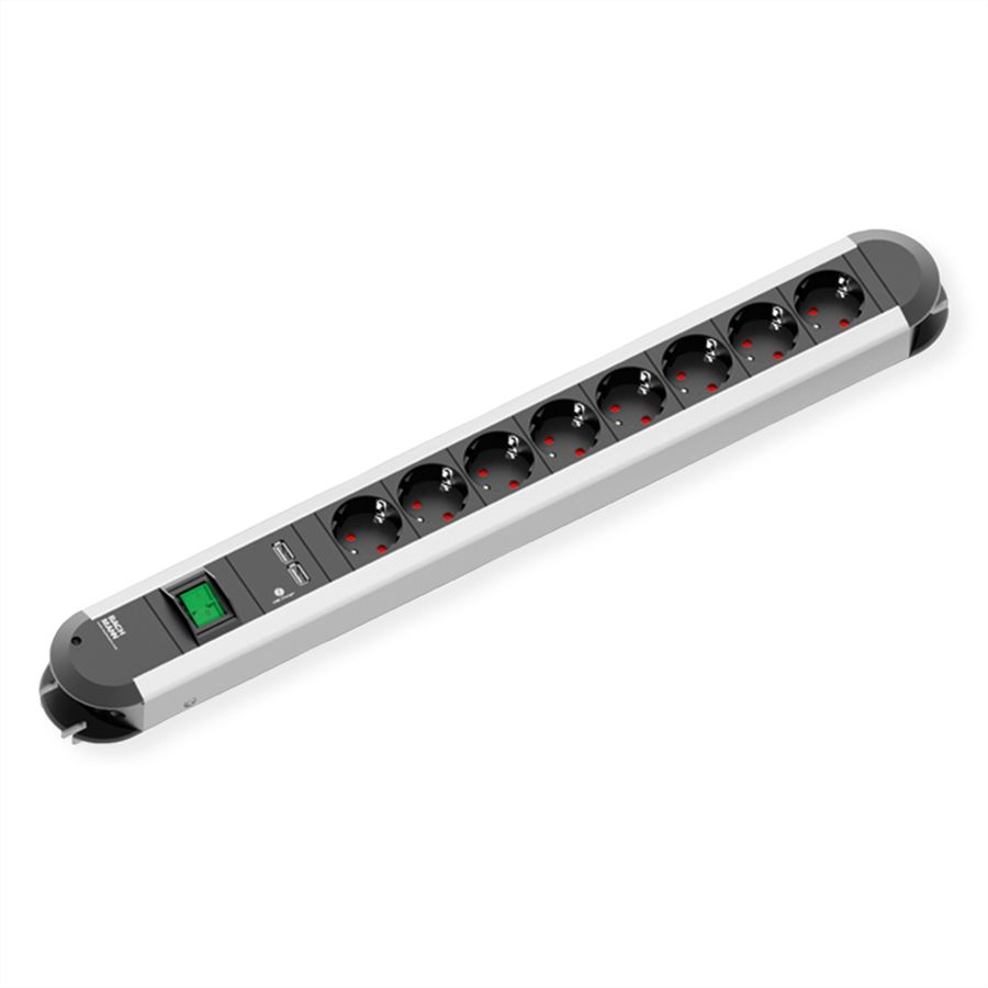 BACHMANN PRIMO Steckdosenleiste 8x Schutzkontakt, 2x USB-Ladeport, Schalter, 1,75 m