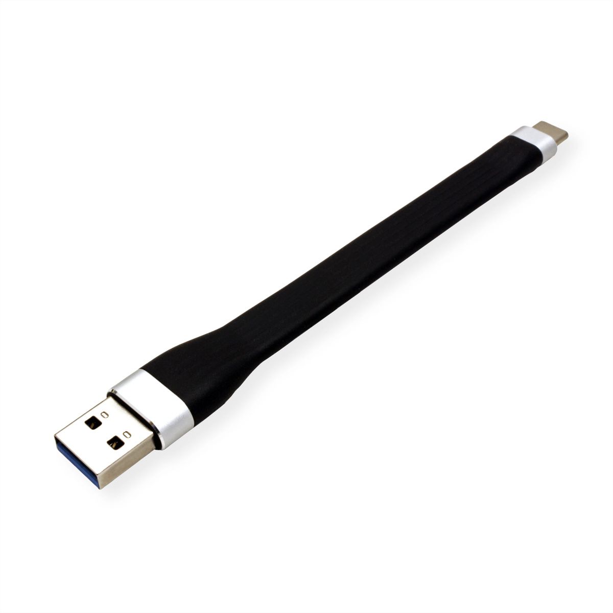 ROLINE USB 3.2 Gen 1 Silikonkabel, USB A-C, ST/ST, schwarz, 11 cm