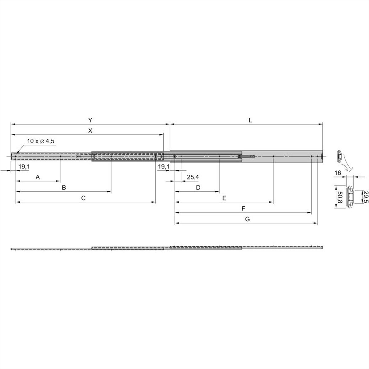 SCHROFF Universal 2 HE Teleskopschiene - TELESK.SCH.UNIV.2HE 406T (2X)