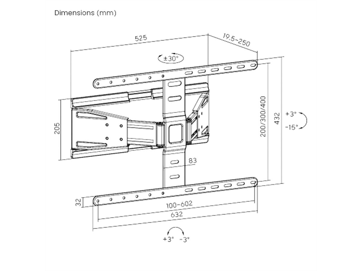VALUE TV-Wandhalterung, ultra-slim, 43-90 Zoll, bis 50 kg