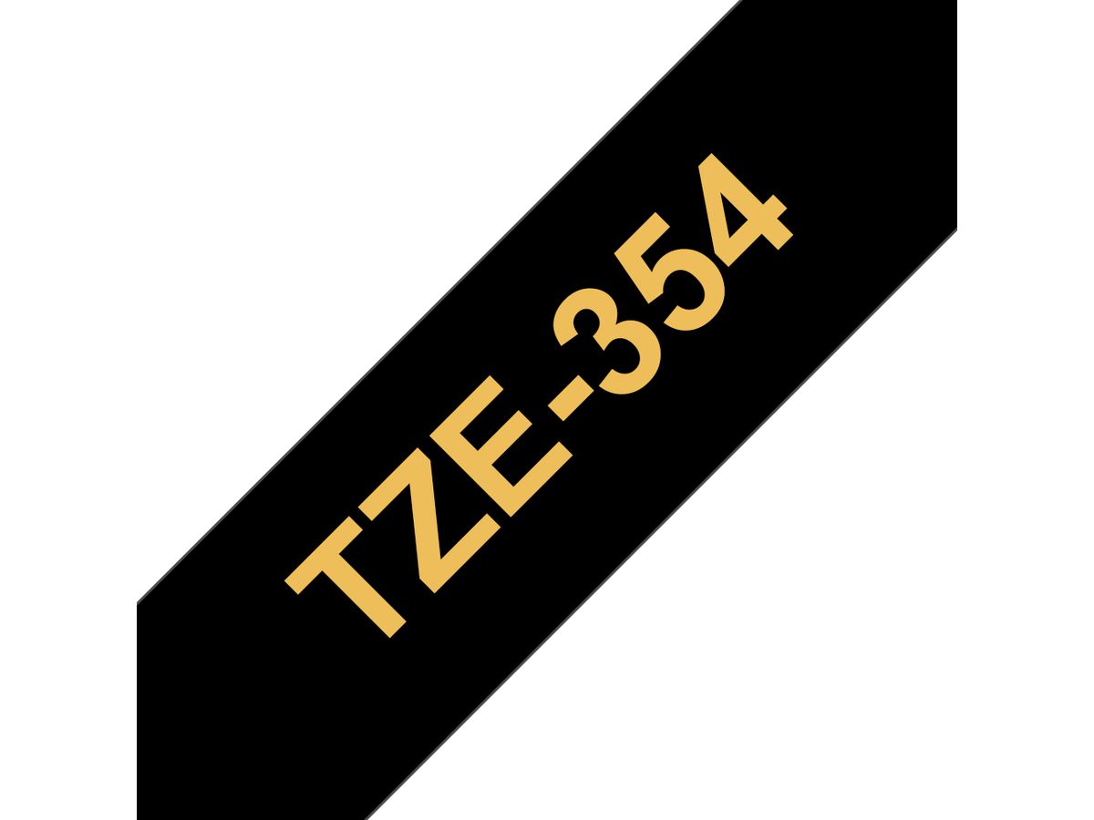 Brother TZE-354 Etiketten erstellendes Band Gold auf Schwarz