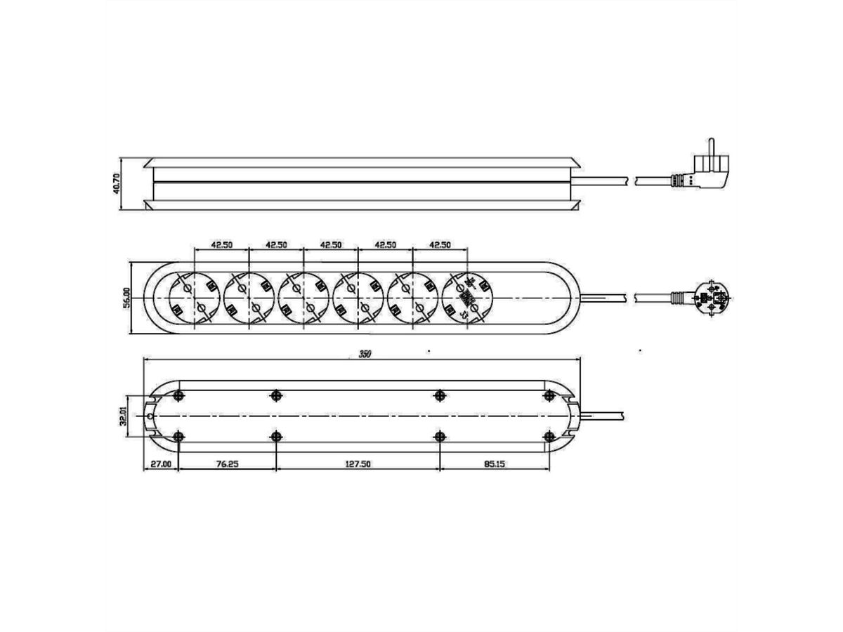 BACHMANN SMART Steckdosenleiste 6x Schutzkontakt, schwarz, 1,5 m