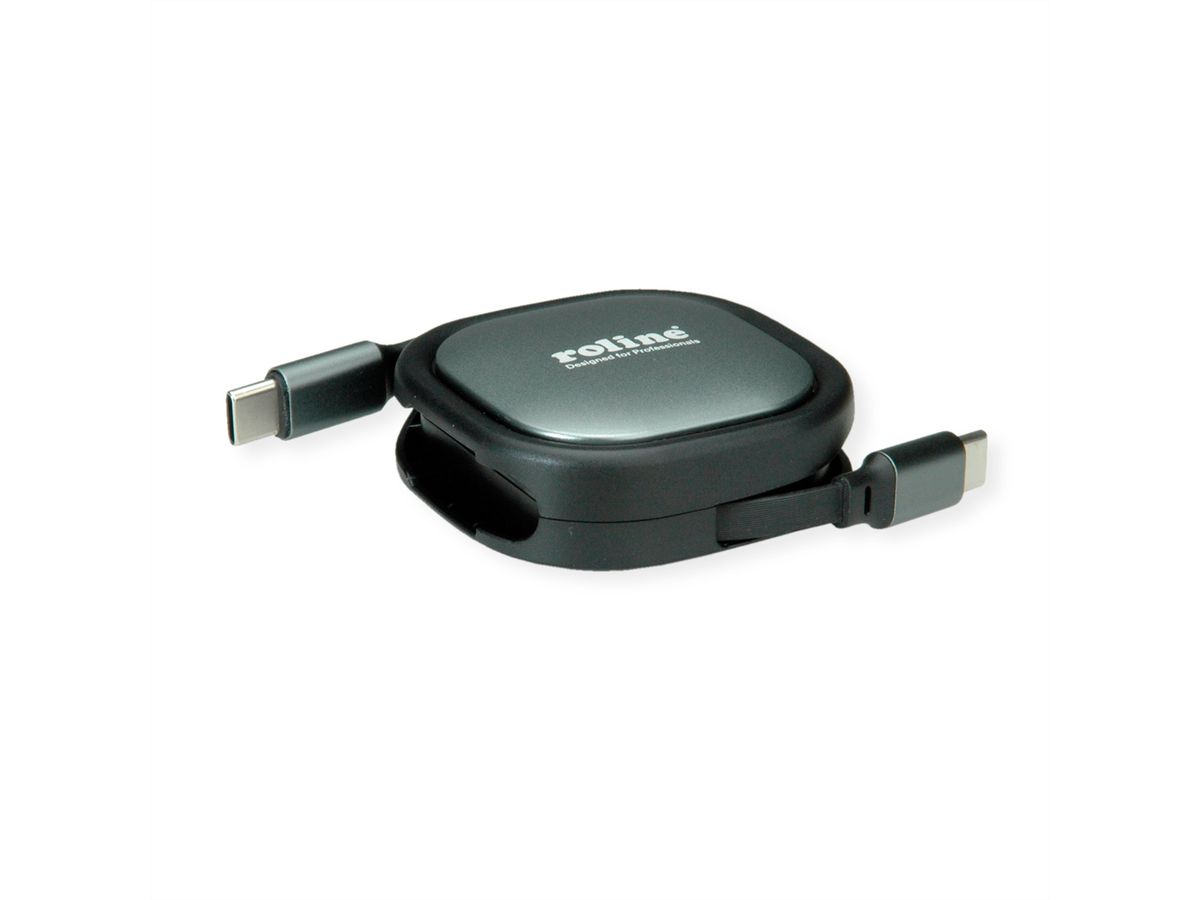 ROLINE USB 2.0 Aufrollbares Kabel, C-C ST/ST, schwarz, 1,2 m