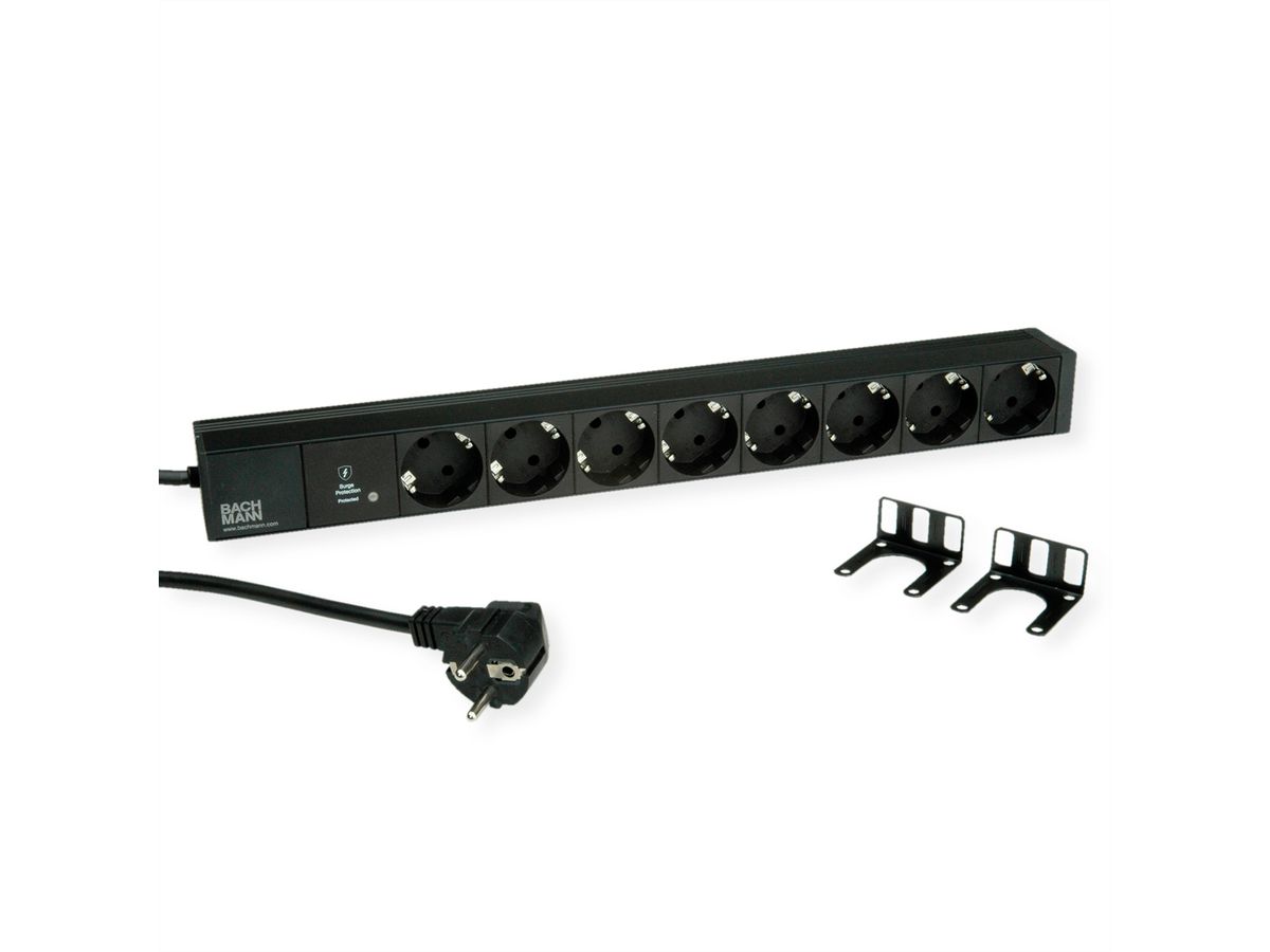 BACHMANN 19" 1HE 8xCEE7/3 sw 1xSPD-Plus 2,0m CEE7/7