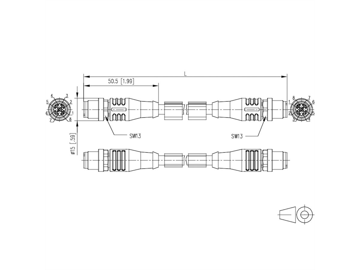 METZ CONNECT Verbindungsleitung M12 ST-M12 ST, 8-pol X-kodiert, gerade-gerade, 5 m