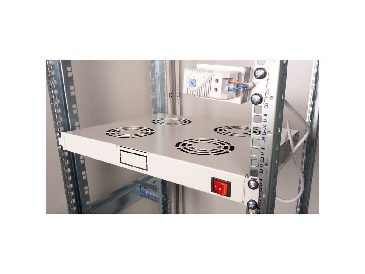 ROLINE 19-Zoll Lüftereinheit 4 Lüfter, Thermostat grau