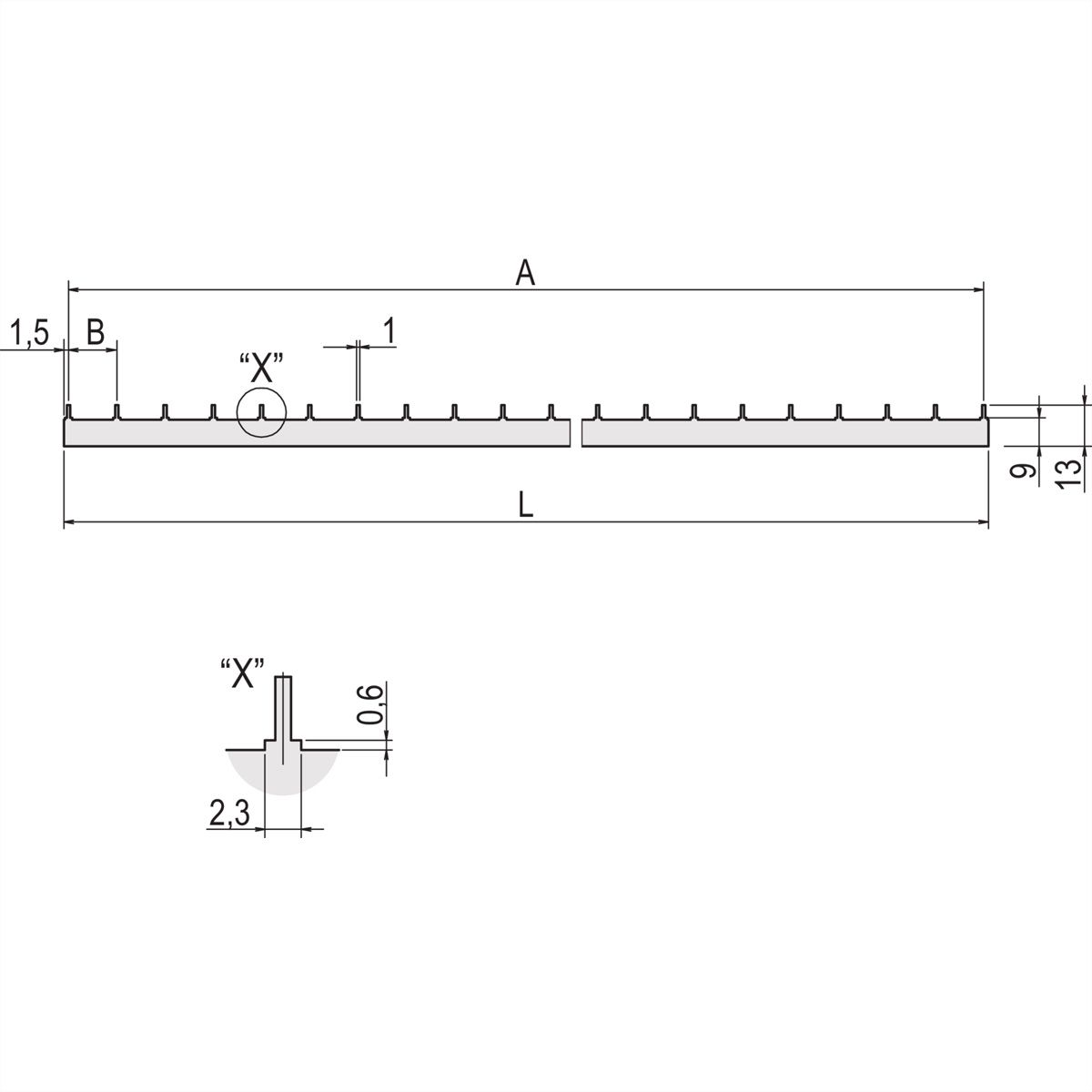 SCHROFF Leiterplatten-Stromschienen - LP-SCHIENE 1POL.5TE L210,2MM