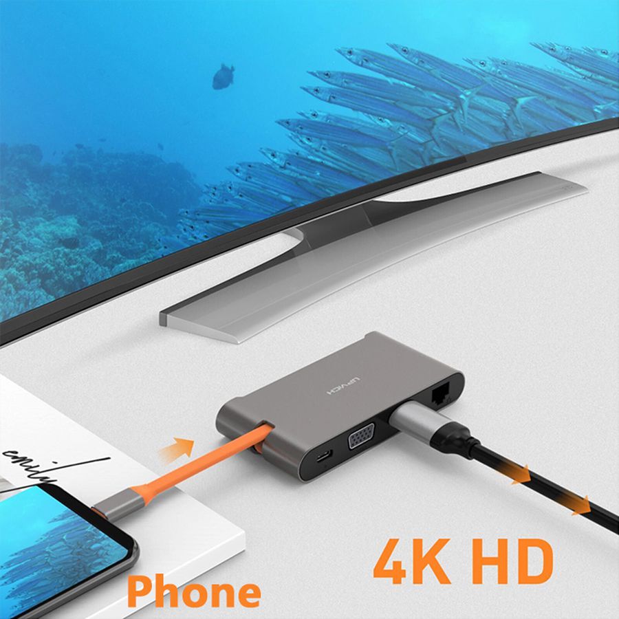 EXSYS EX-1220HM USB 3.2 Gen1 C-HUB 7 Ports für Notebook, Matebook und MacBook