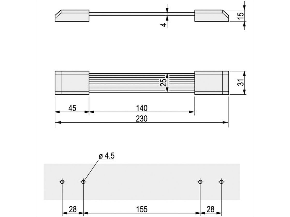 SCHROFF Bandgriff, Breite 25 mm - BANDGRIFF M. ADAPTER RAL7016