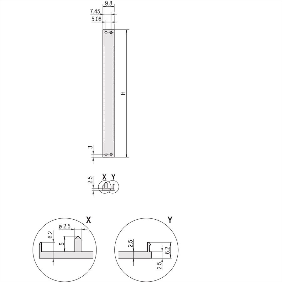 SCHROFF Frontplatten, U-Profil, schirmbar - TEILFRONTPLATTE 3HE 2TE