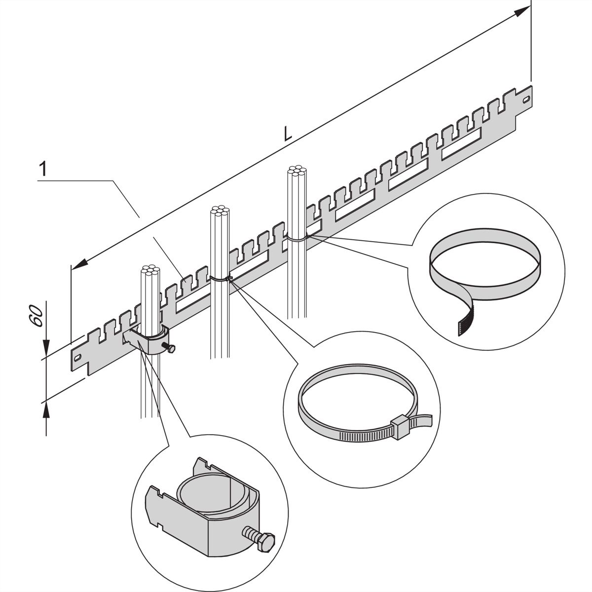 SCHROFF Kabelabfangschiene für die Schranktiefe - KABELABFANGSCHIENE 1000T(2X)