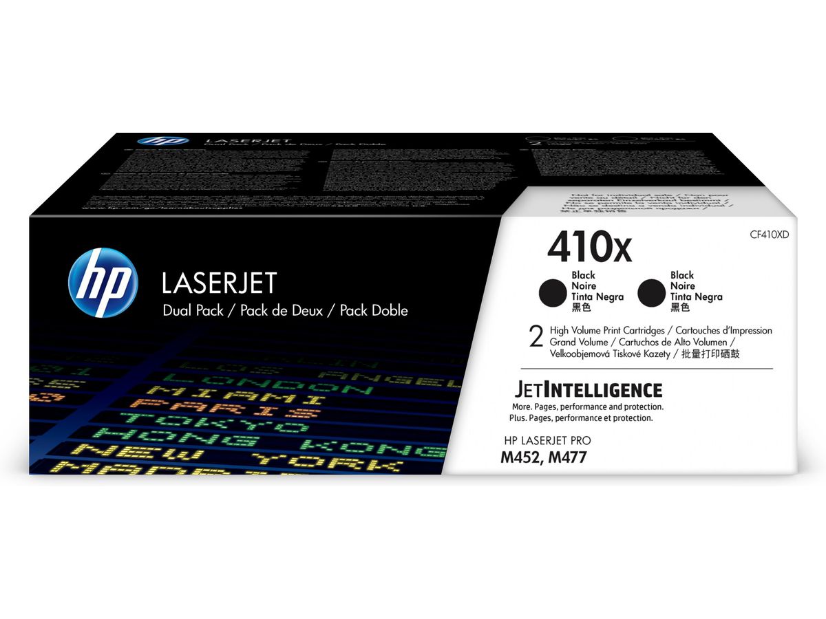 HP 410X 2er-Pack Schwarz Original LaserJet Tonerkartuschen mit hoher Reichweite