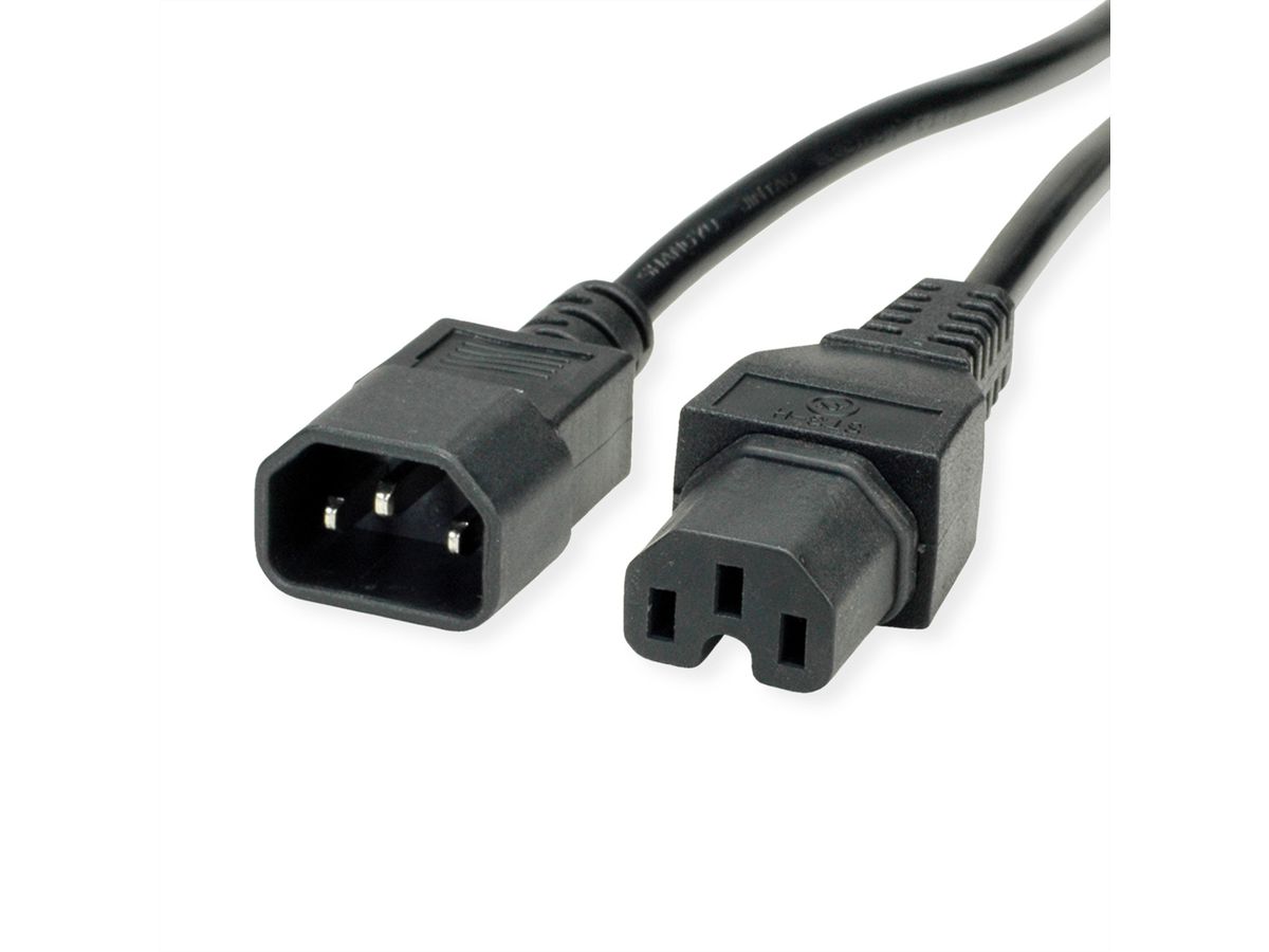 VALUE Netzkabel IEC320/C14 Stecker - C15 Buchse, H05RN-F, schwarz, 3 m