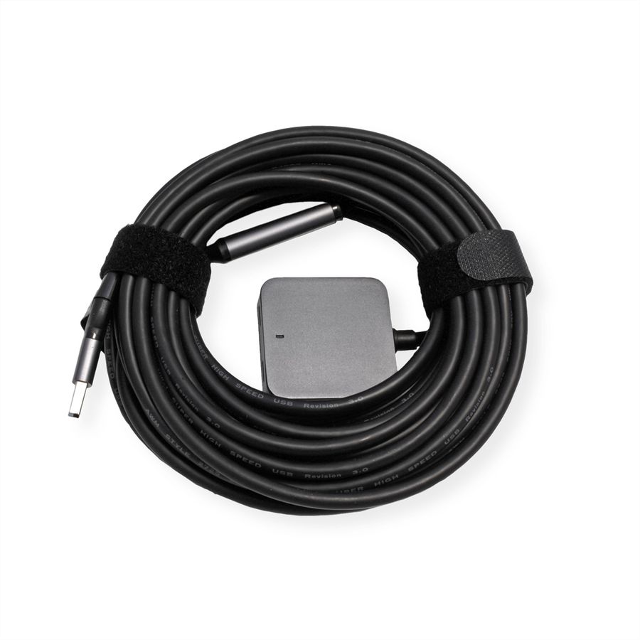 VALUE USB 3.2 Gen 1 Hub, 4 Ports (2x USB-A + 2x USB-C), mit Verlängerungskabel, schwarz, 10 m