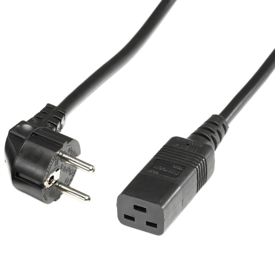 BACHMANN Netzkabel Schutzkontakt - IEC320-C19 16A/250V, schwarz, 2 m