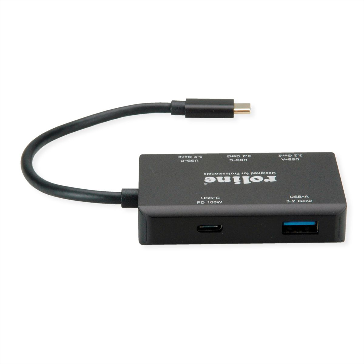 ROLINE USB 3.2 Gen 2 Hub, 4fach (2x USB-A + 2x USB-C), PD, Typ C Anschlusskabel