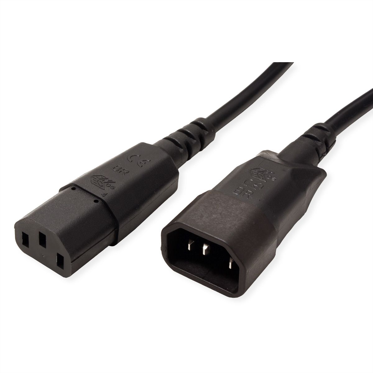 BACHMANN Kaltgeräte-Kabel C13-C14, H05VV-F 3G1,0mm², schwarz, 2 m