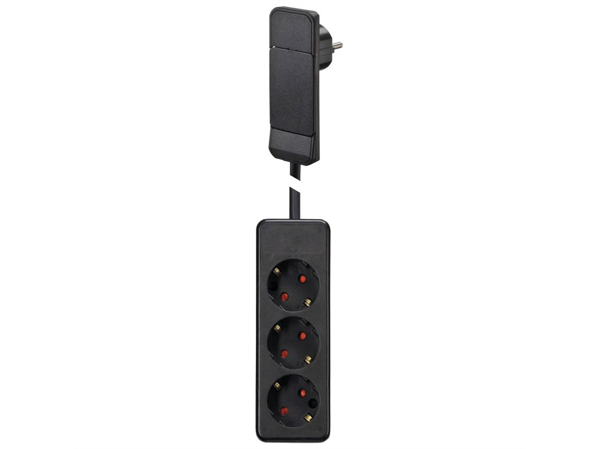 BACHMANN SmartPlug Flachstecker, mit 3x Schutzkontakt Steckdosenleiste, schwarz, 1,6 m
