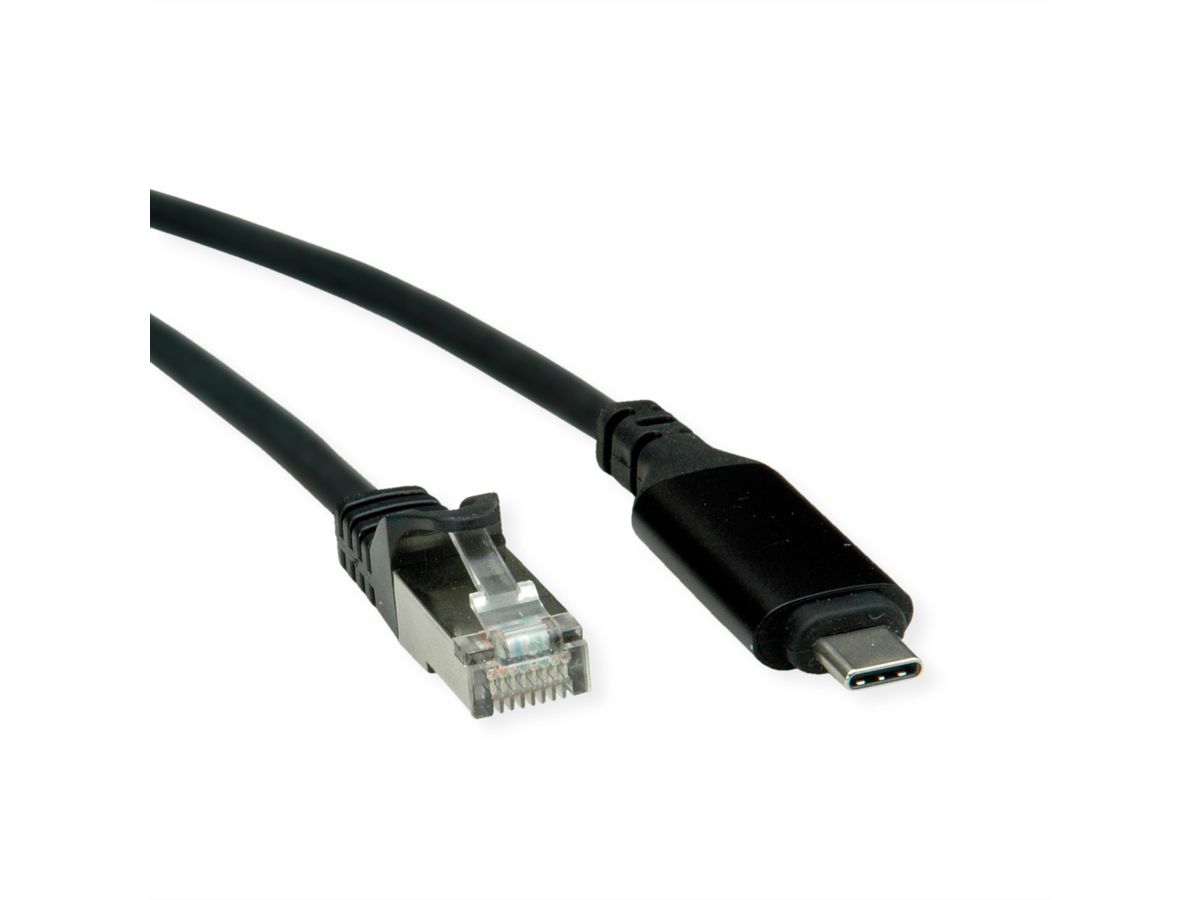 ROLINE USB 3.2 Gen 2 Typ C zu Gigabit Ethernet Konverterkabel, schwarz, 2 m