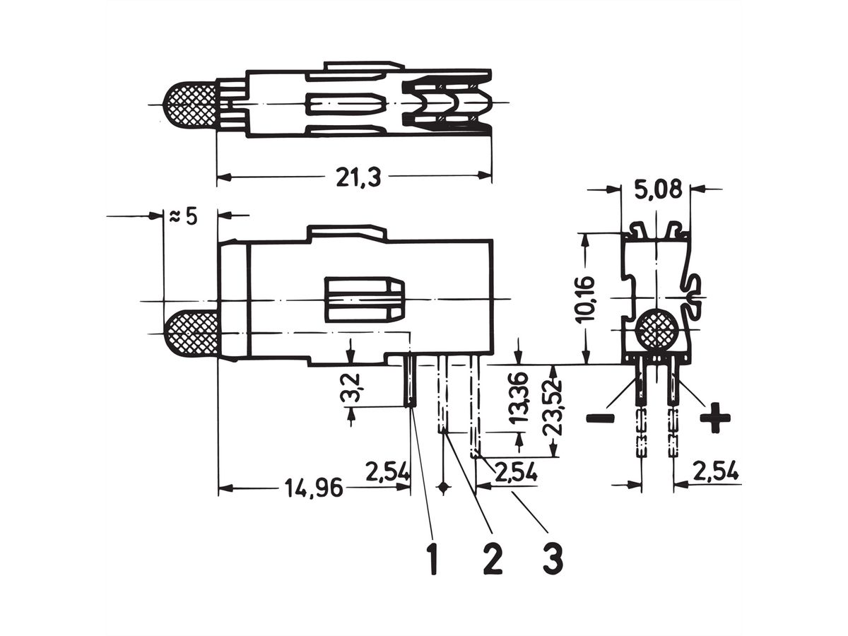 SCHROFF Einfach-LED, lange Bauform, x 3,2 mm - LEUCHTDIODE 3,2 RT 1.EBENE