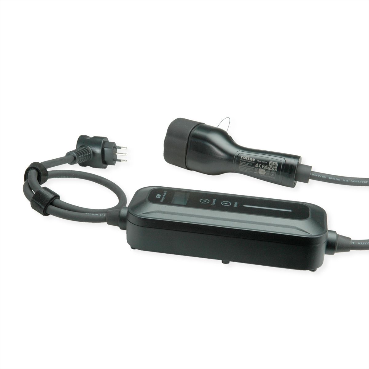 ROLINE Tragbares E-Auto Ladegerät, CEI23-50 (IT, Typ-L) & Typ2 Stecker, 1-phasig, Mode 2, 16 A, 3,6 kW, 3 m