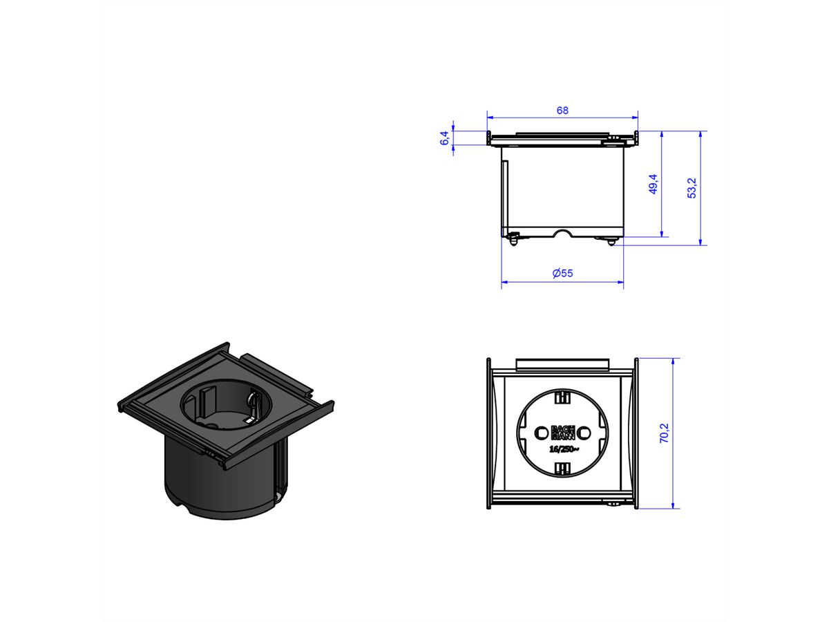 BACHMANN KAPSA XX-Small 1x Schutzkontakt , Montagestecker