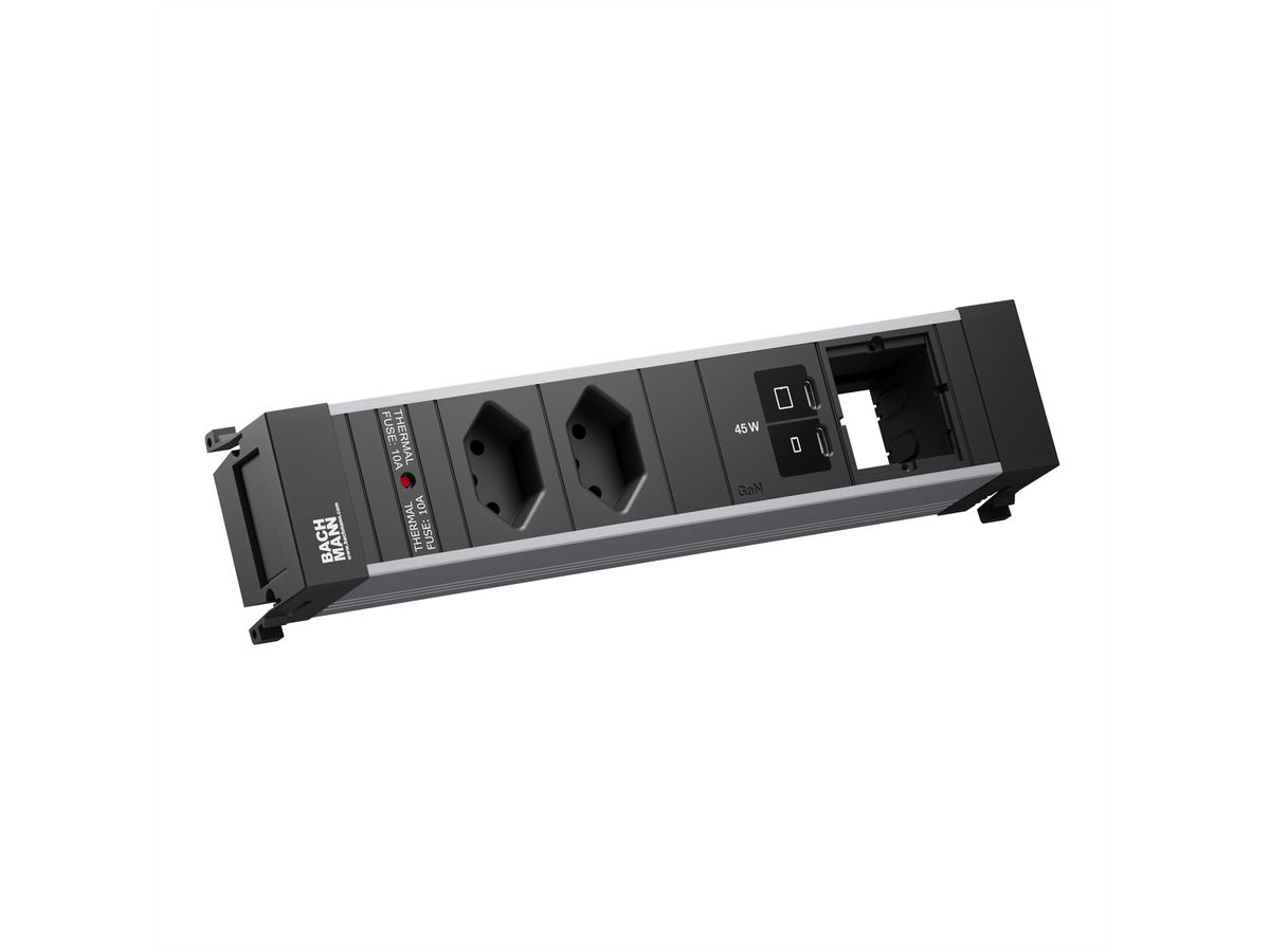 BACHMANN POWER FRAME M 2xCH 0°, 1xUSB C/C 45W 1xCM L=0,2m