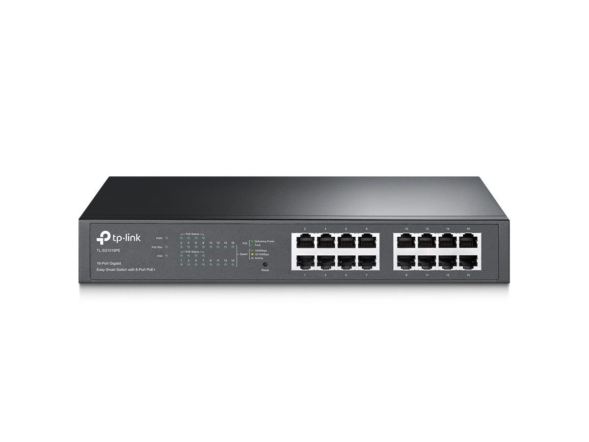 TP-LINK TL-SG1016PE Netzwerk-Switch Managed Gigabit Ethernet (10/100/1000) Schwarz Power over Ethernet (PoE)
