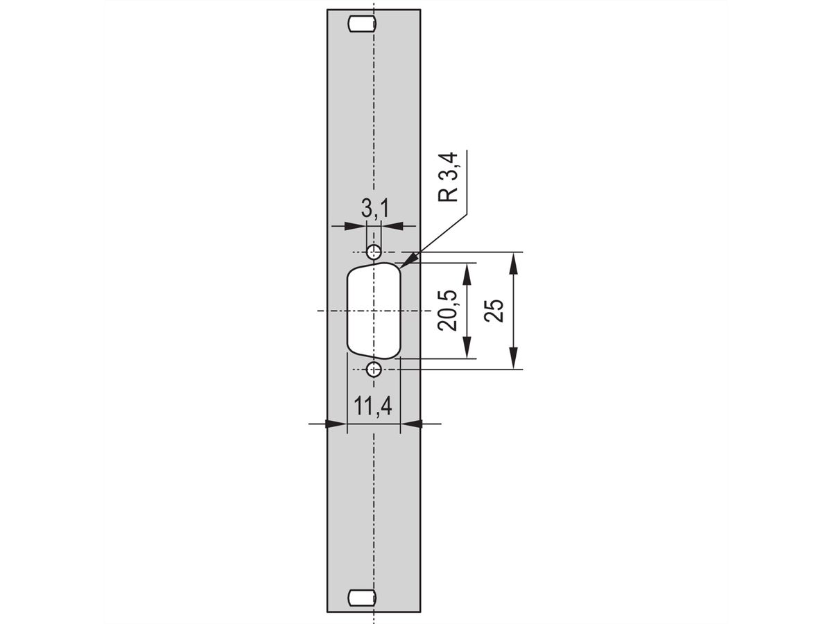 SCHROFF Frontplatte SUB-D Ausbruch - TEILFRONTPL.3HE 4TE 1X9 DC