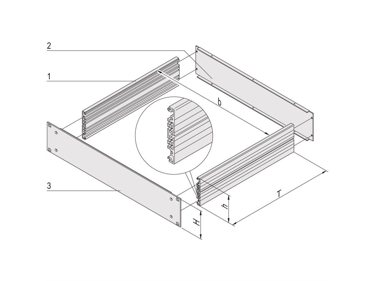 SCHROFF 19"- Einschub Aluminium (Grundbausatz) - MULTIPAC GRUNDAUSB.4HE 400T