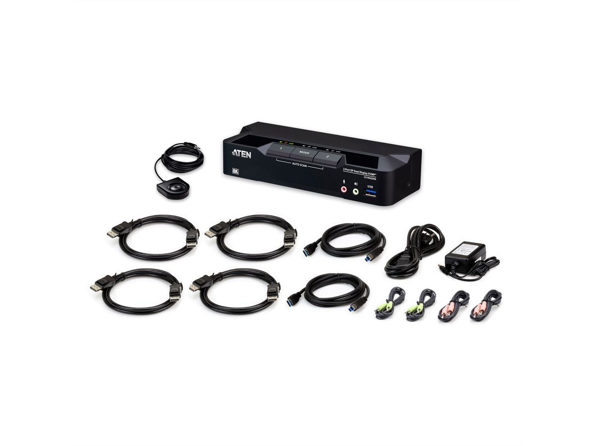 ATEN CS1942DPA 2-Port USB 3.0 8K DP KVM, DUAL View