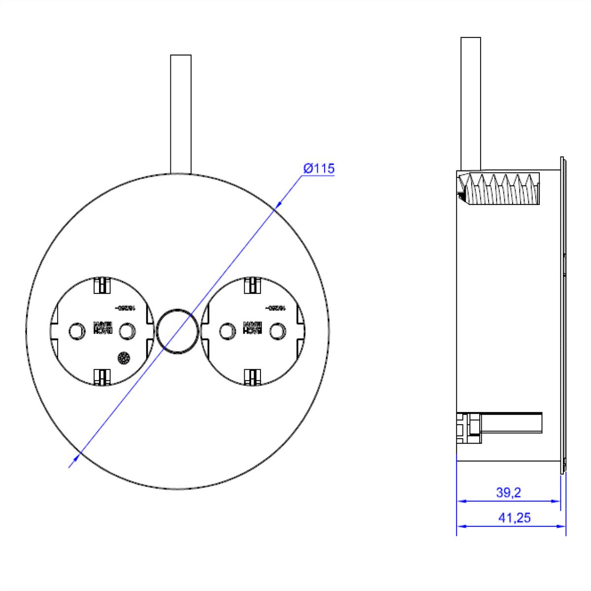BACHMANN TWIST 2x Schutzkontakt, Aderendhülsen, Schutzkontaktmontagestecker, weiß, 2 m
