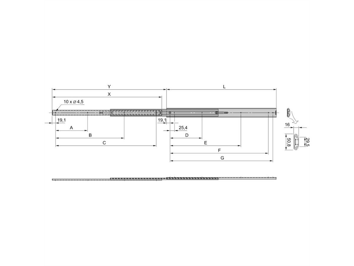 SCHROFF Universal 2 HE Teleskopschiene - TELESK.SCH.UNIV.2HE 711T (2X)
