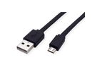 ROLINE USB 2.0 Kabel, USB A ST - Micro USB B ST, schwarz, 1 m