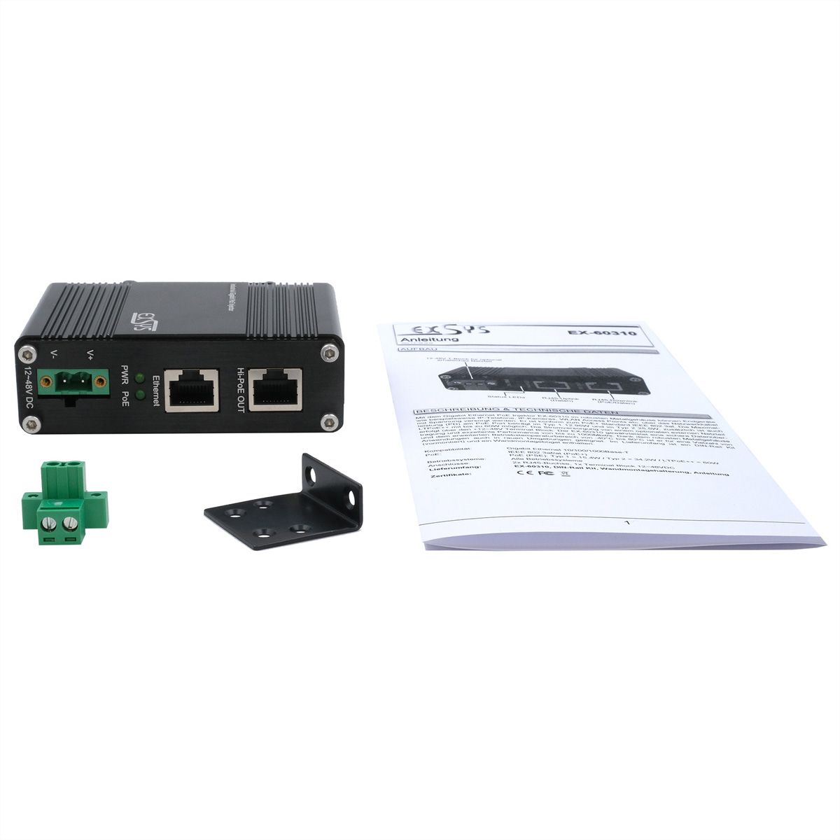EXSYS EX-60310 PoE+ Gigabit Injektor 60W