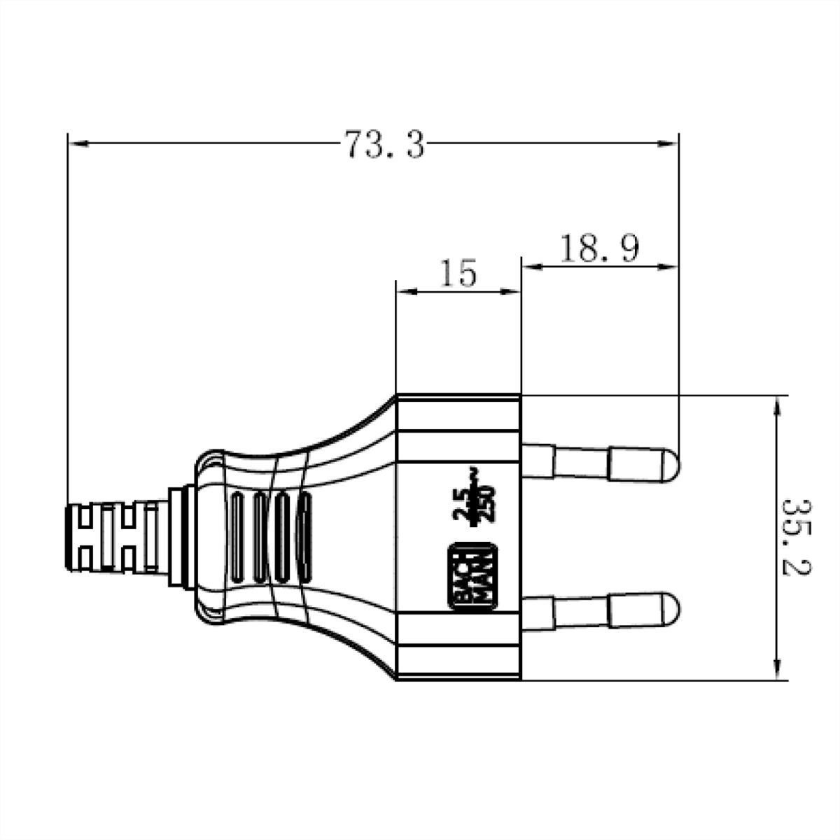 BACHMANN Euroflachstecker schwarz, Schraubanschluss VE 3 Stk. im Polybeutel
