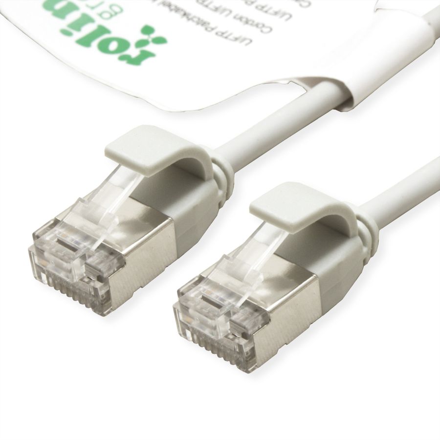 ROLINE GREEN U/FTP Patchkabel Cat.6A (Class EA), LSOH, slim, grau, 0,5 m