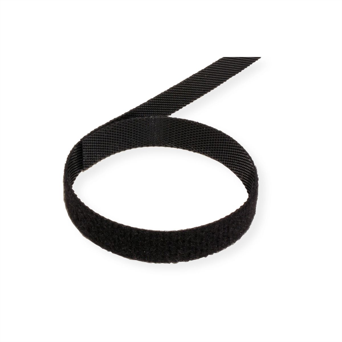 VALUE Klettband auf Rolle, 10mm, schwarz, 25 m