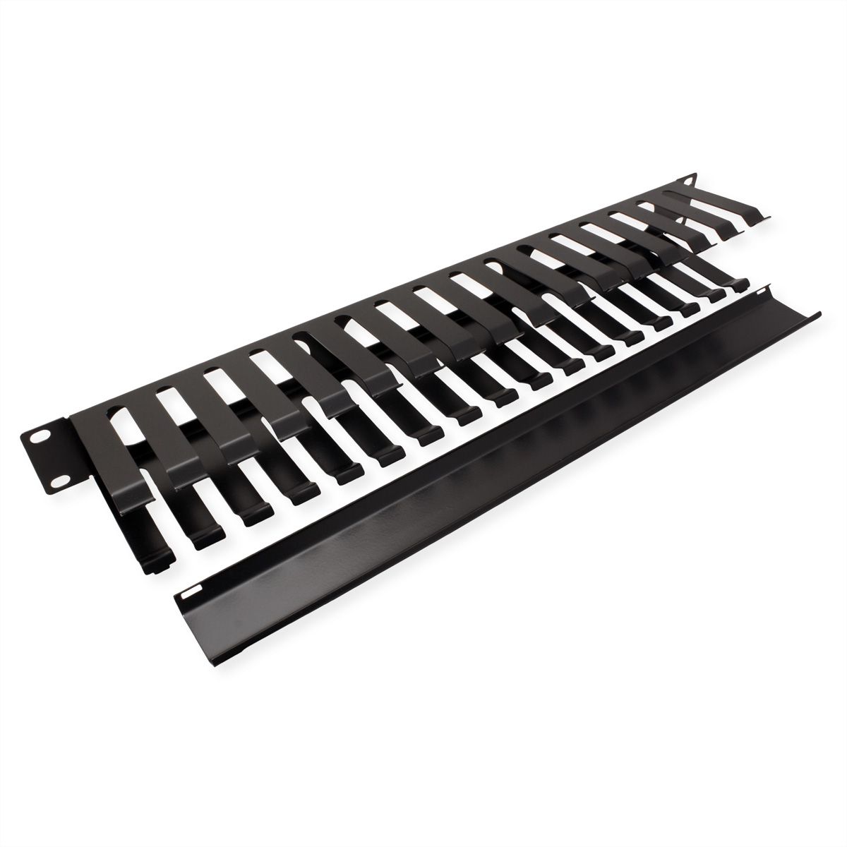VALUE 19-Zoll-Frontplatte 1 HE mit Rangierkanal 40 x 80 mm, schwarz